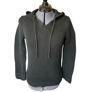 GAP Black Hooded Sweater Sz Small Heavy Knit 100% Cotton Casual Pullover